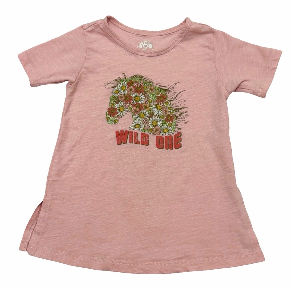 Bass Pro Shops Kids Tee with Floral Horse Graphic - Pink